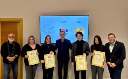 The three awards of the logo design competition for the 100th Anniversary of TIF-HELEXPO have been presented